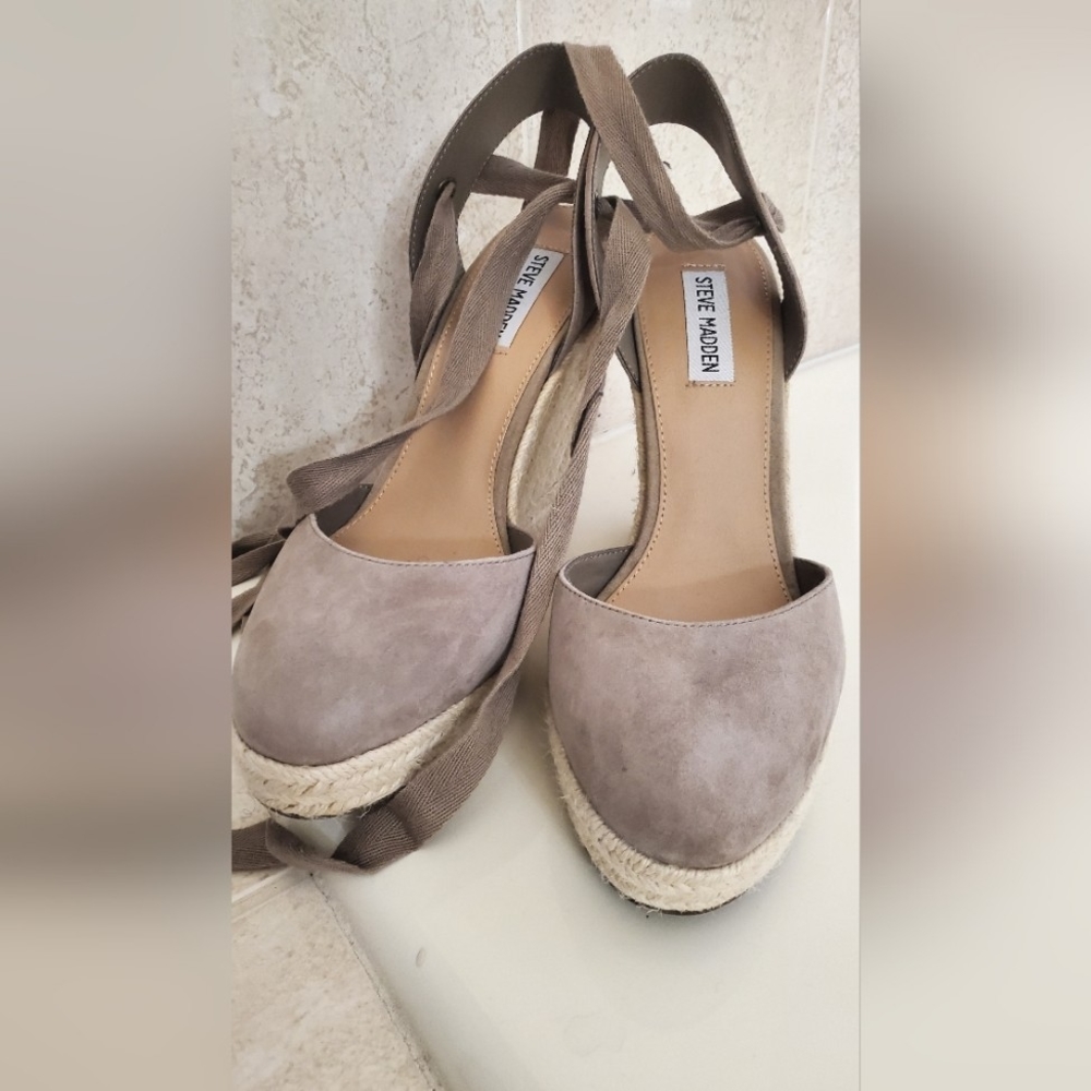 Steve Madden wedge ankle tie heels